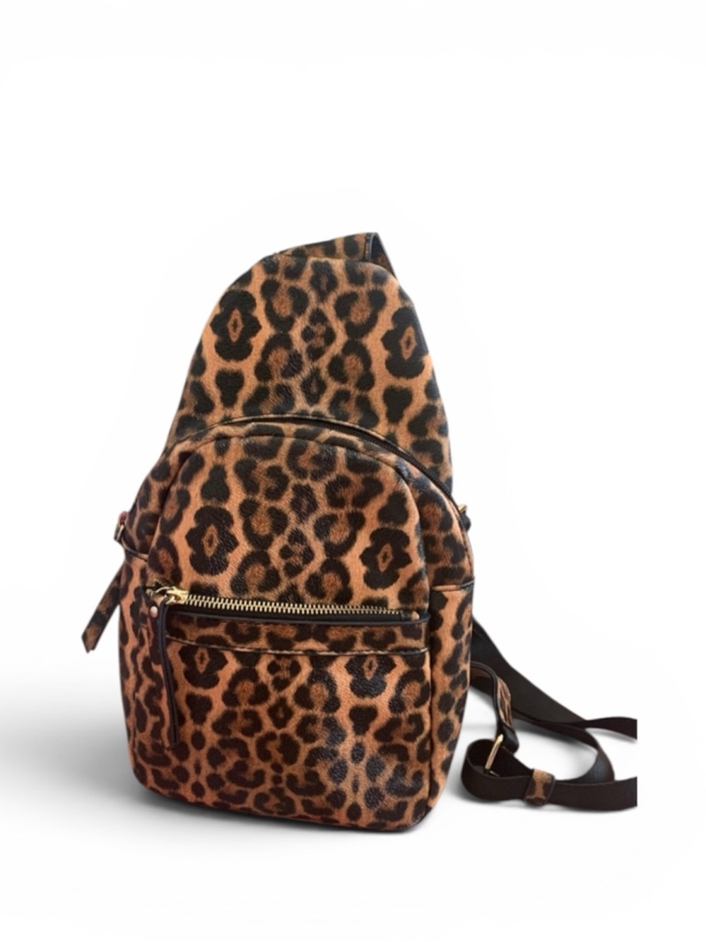 Leopard Print Sling Bag with Coin Pouch - Animal Print